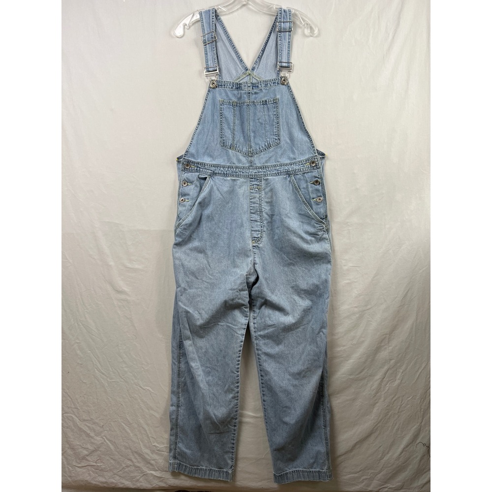 Gap Blue Jeans Overalls Unisex Large Light Wash Vintage Denim Bib Straight Leg